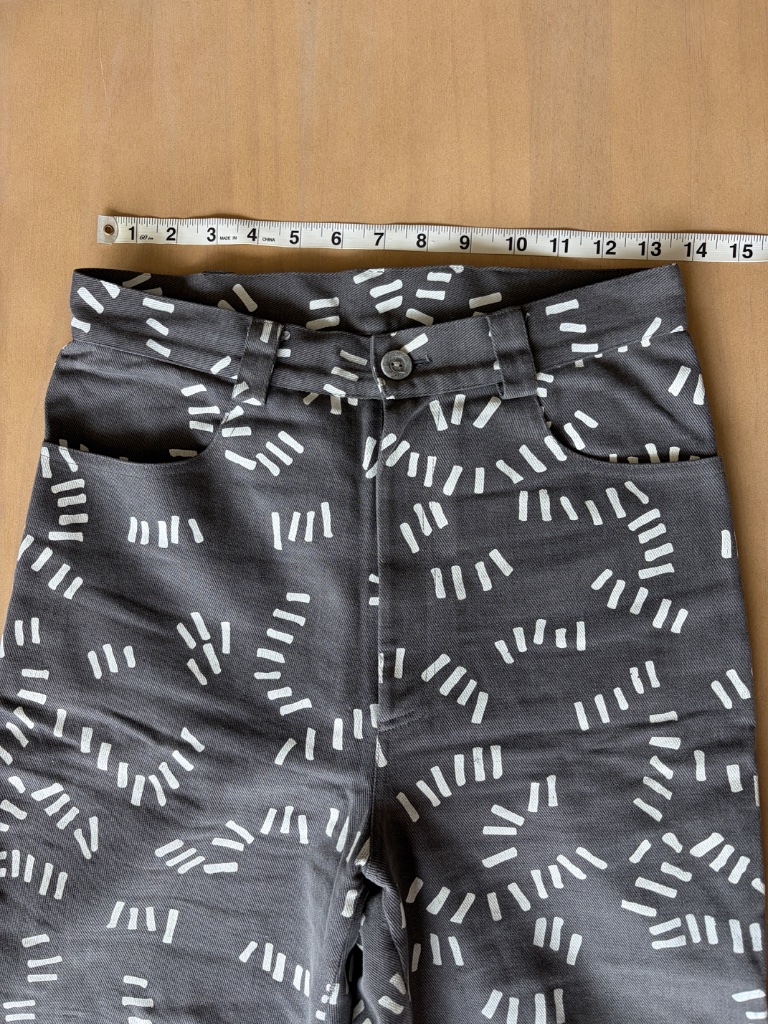 Dusen Dusen Bones High Waisted Pants Grey White Size 4 Cotton Made In Usa Nwot — image 3 of 8